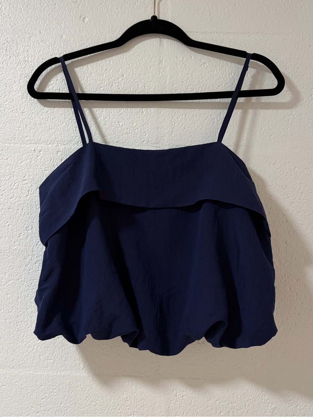Navy Blue Ruffled Spaghetti Strap Top